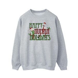 Rick And Morty Mens Happy Human Holidays Sweatshirt / Sports Grey